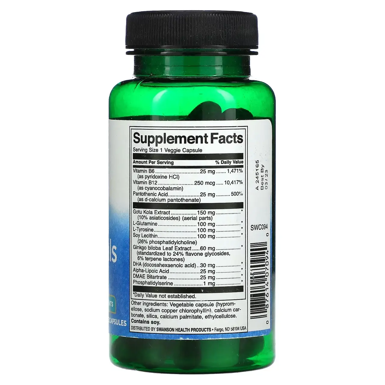 Brain Essentials Memory Support 60 капс для мозку пам'яті Swanson США Brain Essentials Memory Support 60 капс для мозку пам'яті Swanson США - Зображення 2