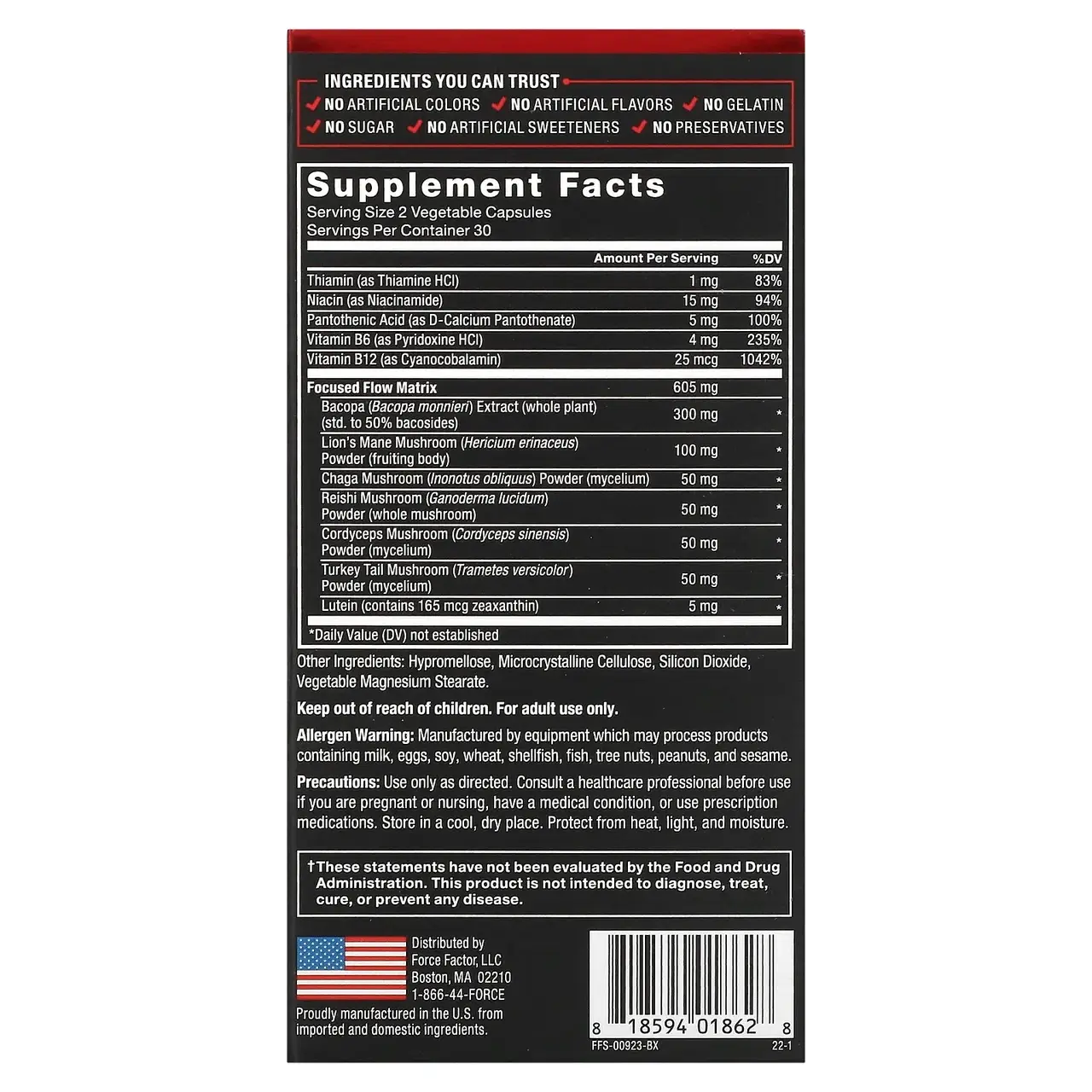 Формула для мозку і пам'яті Forebrain Focus 60 капсул Force Factor США Формула для мозку і пам'яті Forebrain Focus 60 капсул Force Factor США - Зображення 3