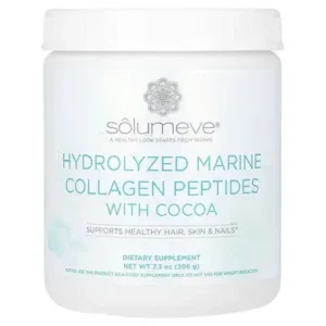 Морський колаген із гіалуроновою кислотою та вітаміном C, смак какао, 206 г для шкіри волосся нігтів Solumeve USA