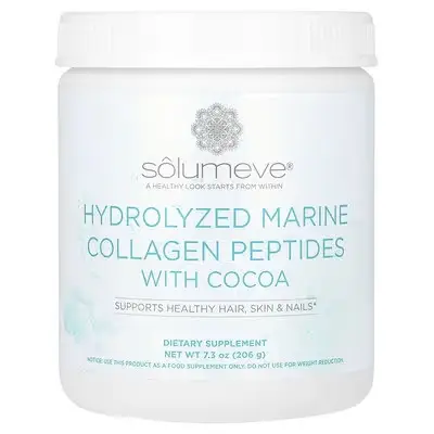 Морський колаген із гіалуроновою кислотою та вітаміном C, смак какао, 206 г для шкіри волосся нігтів Solumeve USA Морський колаген із гіалуроновою кислотою та вітаміном C, смак какао, 206 г для шкіри волосся нігтів Solumeve USA