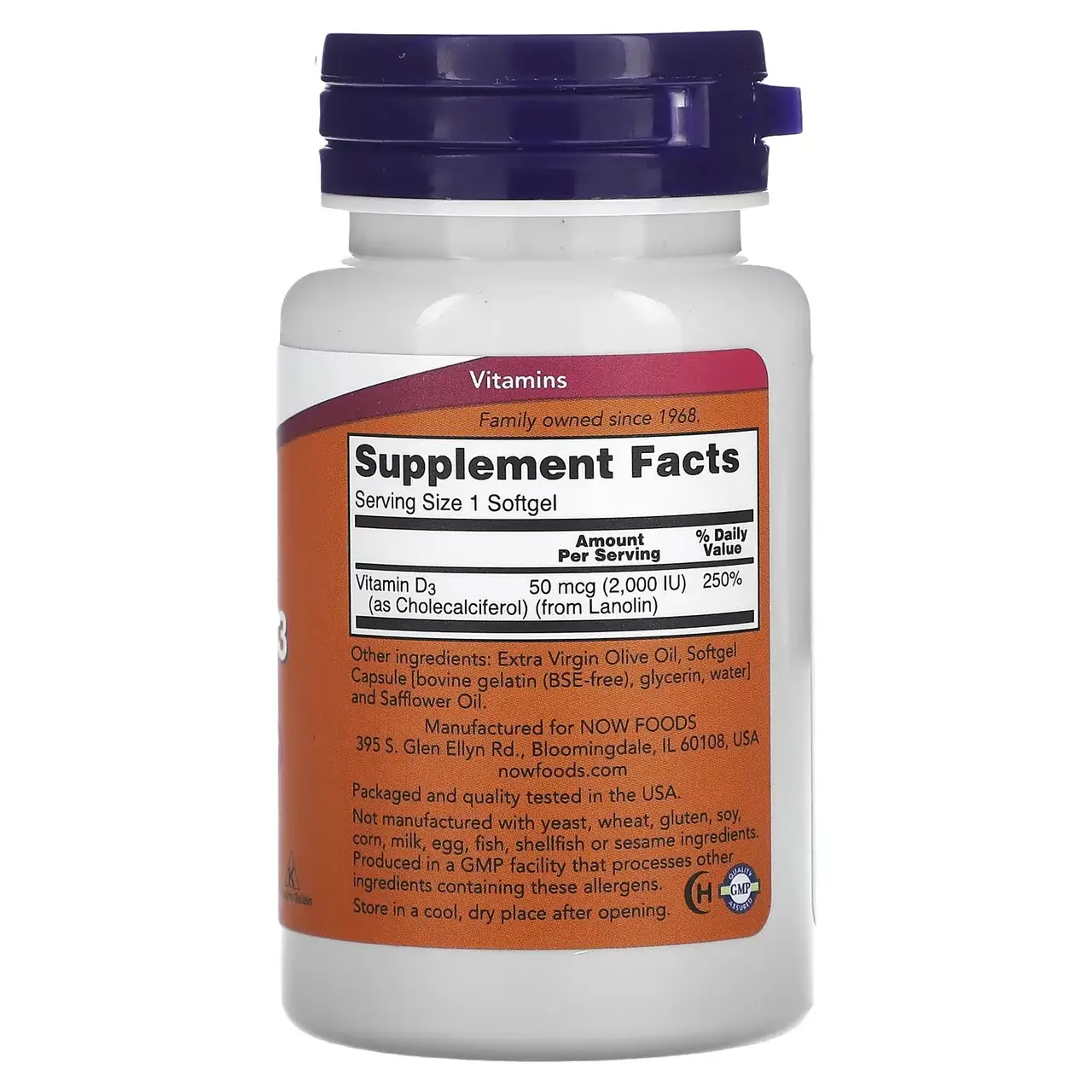 Вітамін Д3, 2000 МО, 120 капсул, для імунітету противірусний антибактеріальний захист Now Foods USA Вітамін Д3, 2000 МО, 120 капсул, для імунітету противірусний антибактеріальний захист Now Foods USA - Зображення 2